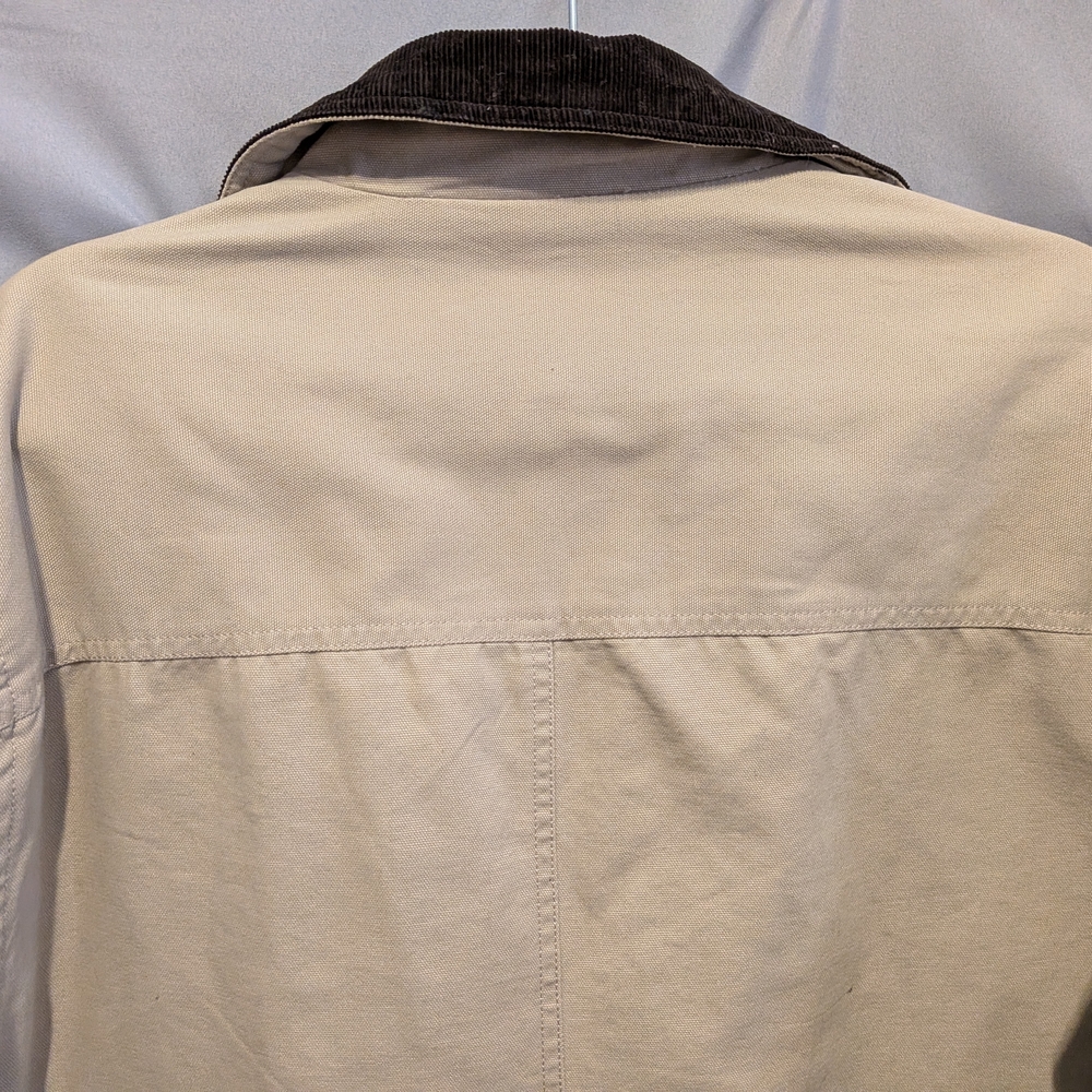 Lands' End Men's Beige Barn Jacket / Chore Coat with Dark Brown Trim. Large - Picture 7 of 11